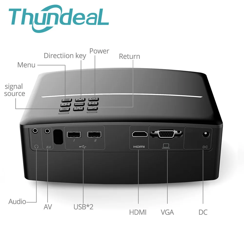 ThundeaL GP80 GP80UP GP70 Upgraded Android 6.0 Mini Projector LED LCD Projector VGA HDMI Optional Bluetooth Wireless WIFI Beamer