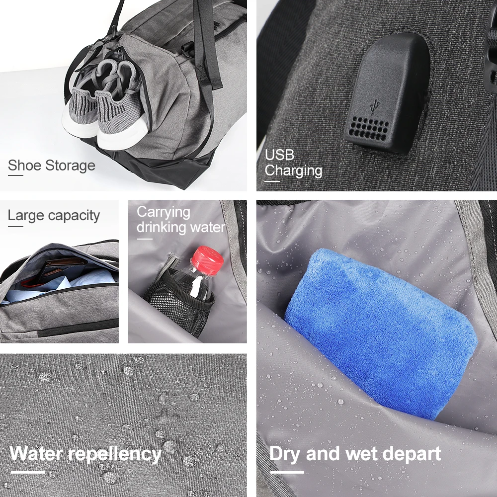 COPOZZ Gym Bag USB cargador Zapata compartimiento 35-55L capacidad para mujeres Fitness Yoga adolescente hombres Mochila viaje Mochila ocio - 3