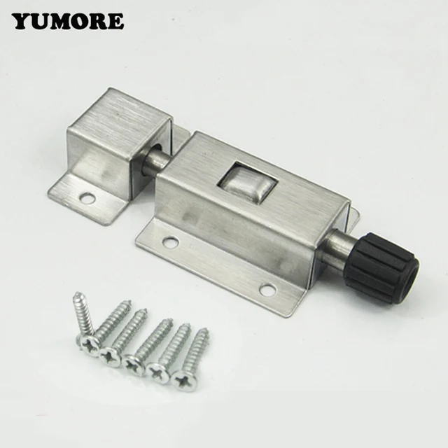 YUMORE 2Pcs Square Automatic Door Bolts Black Silver Tone Spring Loaded
