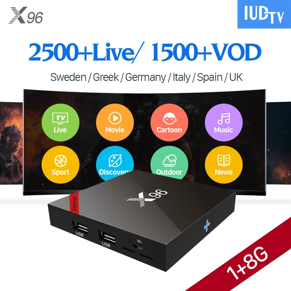 

X96W IPTV Europe Box Android 7.1 IUDTV Subscription 1 Year IPTV Portugal Germany Italia UK Spain Greece Sweden IPTV