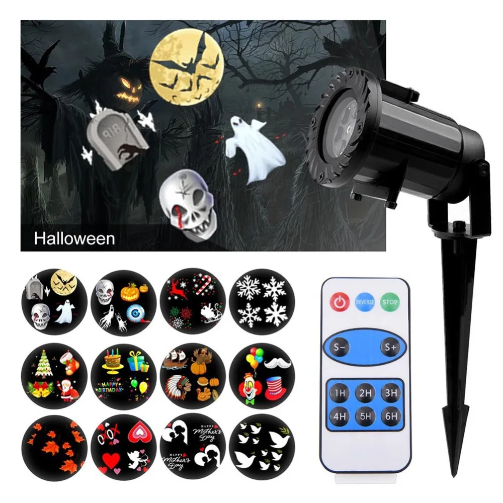 

12 Patterns Christmas LED Projector Light Outdoor Waterproof Disco Lights Home Garden Landscape Lamp Christmas Party Decoration
