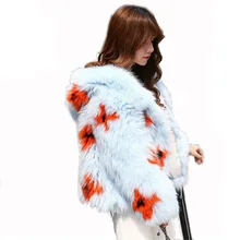 Зимнее женское пальто из натурального меха, ручная вязка, Лисий мех, пальто с капюшоном, натуральная Меховая куртка