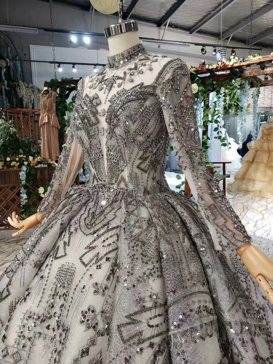 Последние новые винтажные блестящие вечерние платья с металлическим элементом серое вечернее платье с бисером для помолвки на заказ блестящее свадебное платье