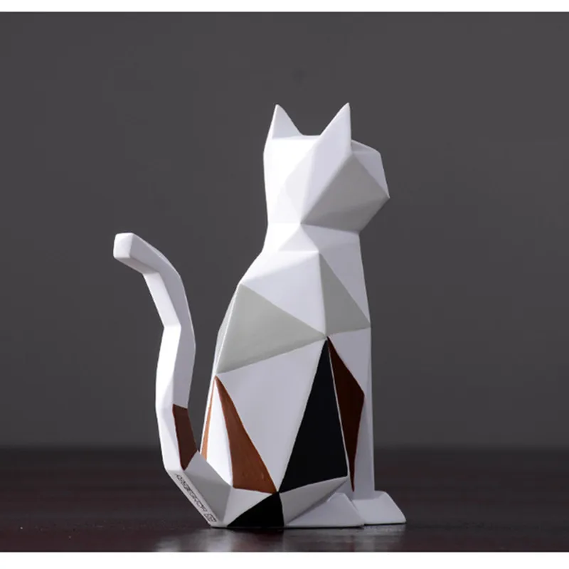 Modern Resin Origami Rabbit Cat Statues Art Sculpture Geometric Animals Crafts TV Cabinet Office Garden Decoration R855