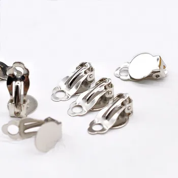 

100 PCS 10mm Flat Base Metal Copper Gold Silver Color Antique Bronze Ear Clips Setting For Women Jewelry Making