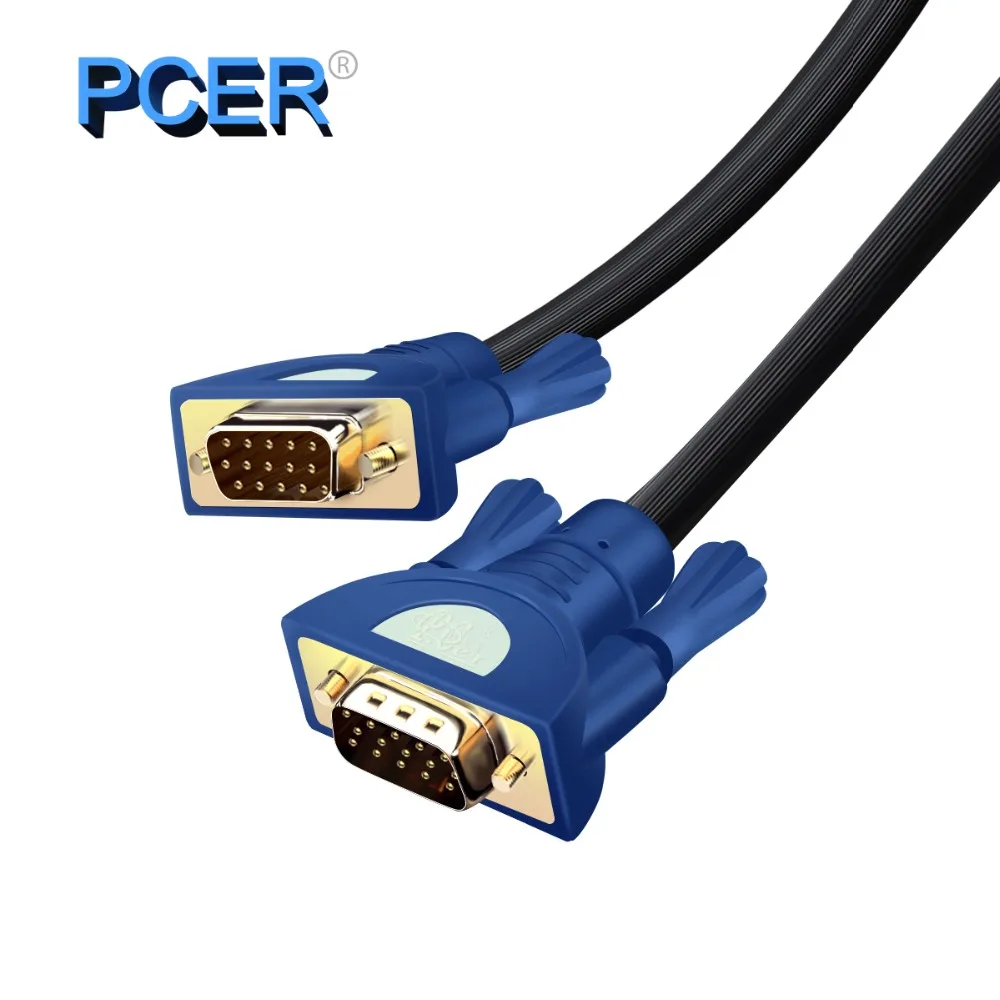 PCER VGA Cable 3+4 foil Shielding VGA To VGA Cable For HDTV PC Laptop TV Box Projector Monitor