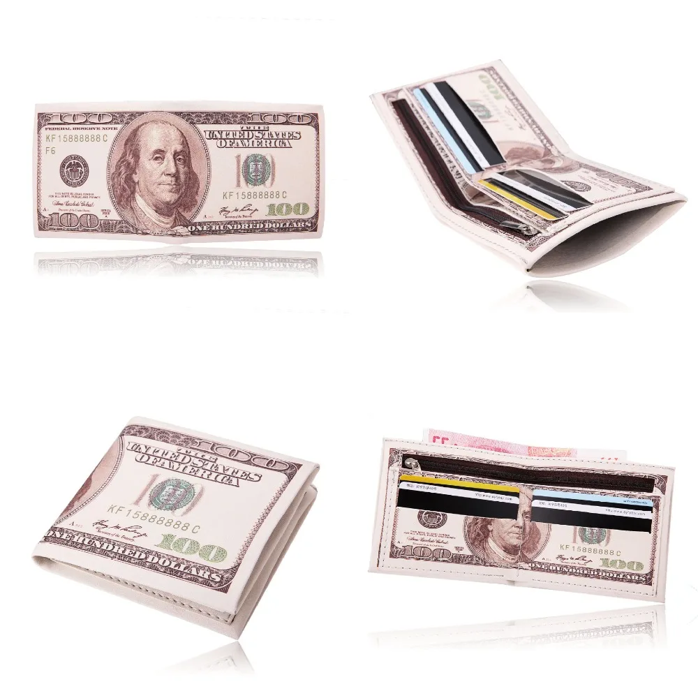 Милый двойной кошелек для денег в долларах США 100, дизайн, новинка, забавный подарок для мальчиков, детей, мужчин, женщин, кошелек для монет, кошелек для детей W006