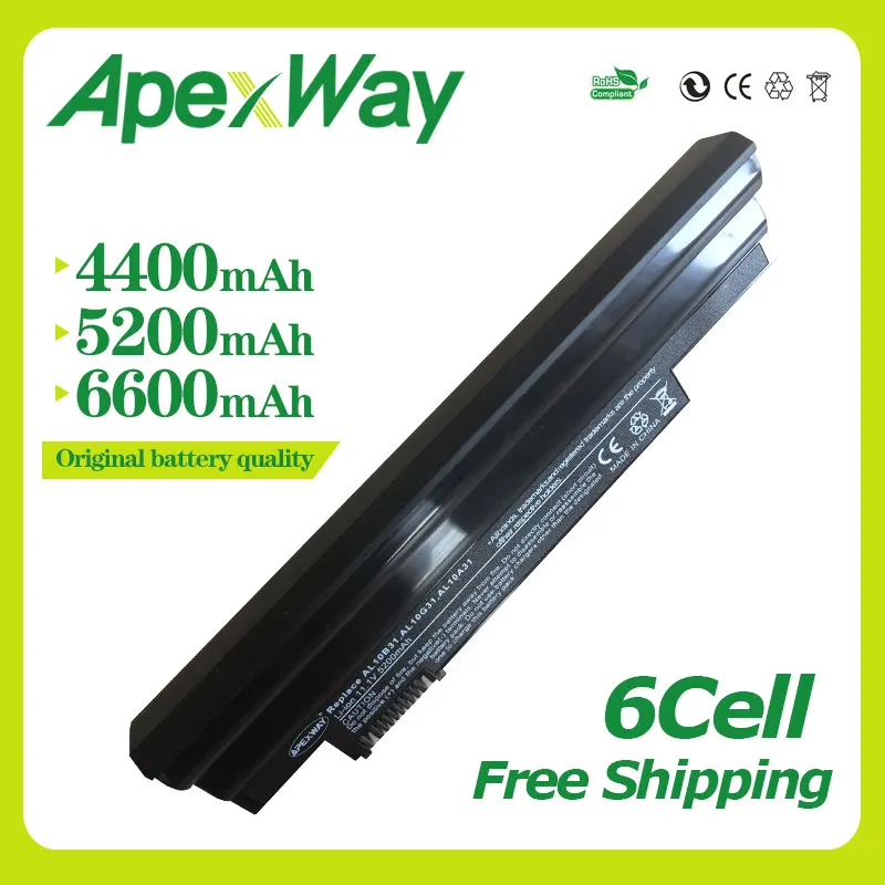 

5200mah 11.1v laptop battery for acer AL10A31 AL10B31 AL10G31 Aspire One D255 D260 D270 522 722 AOD255 AOD257 AOD260 black