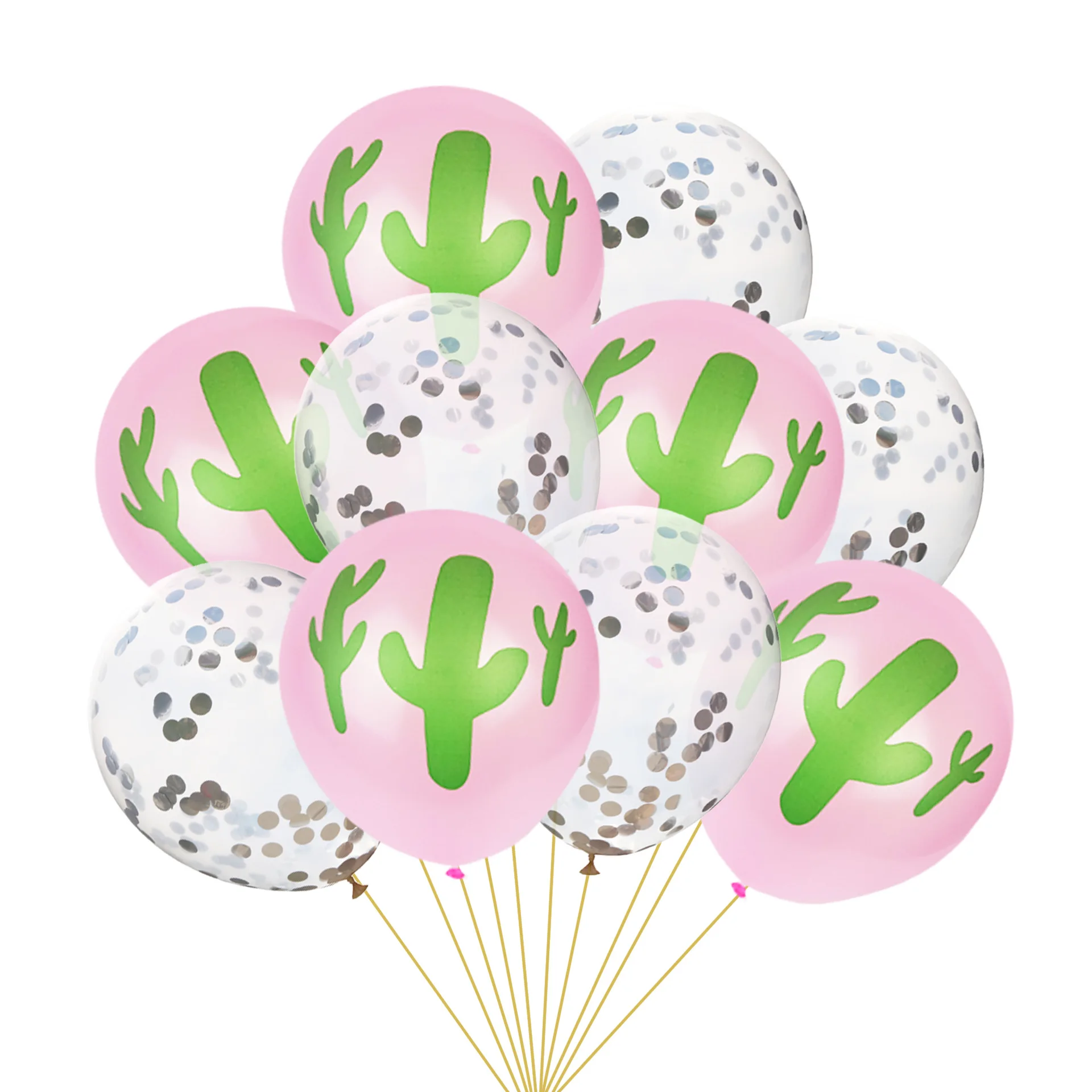 10 шт 12 дюймов кактус розовые цвета латексные шары воздушные шары с конфетти надувной шар для дня рождения свадьбы партии поставки воздушных шаров - Цвет: C