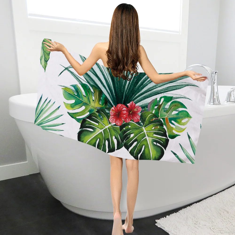 

Rectangle Swimming Bath Towel Tropical Plant Flower Pattern Microfiber Swimwear Shower Blanket Beach Towel Picnic Mat YJ0007