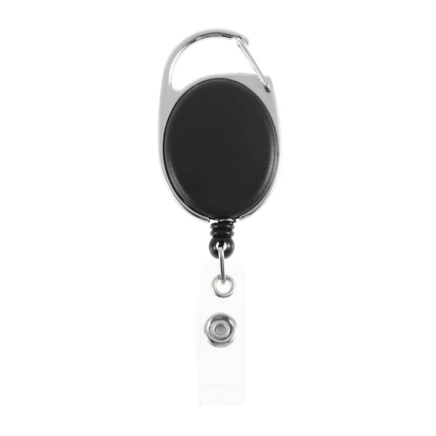 

Black Retractable Pull Key Ring Id Badge Lanyard Name Tag Card Holder Recoil Reel Belt Clip Metal Housing Plastic Covers