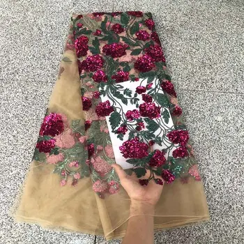 

Advanced Multicolor African Lace Fabric With Sequin Nigerian Tulle Lace Fabric 2019 High Quality French Net Lace For Women Dress