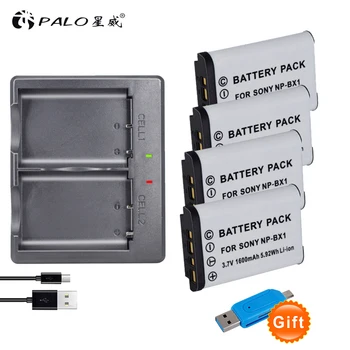 

Palo 4Pcs Li-ion 1600mAh NP-BX1 NP BX1 Digital Battery Packs + LED USB Charger for Sony DSC RX1 AS100V M3 HX3000 HX50 HX60 GWP88