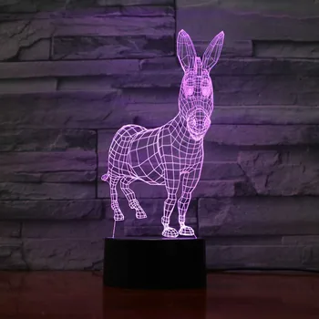 

Kingchip Cute Donkey 3D Led Night Light Led Acrylic Colorful lights Hologram Kids Table Lamp Atmosphere Usb Led Lamp