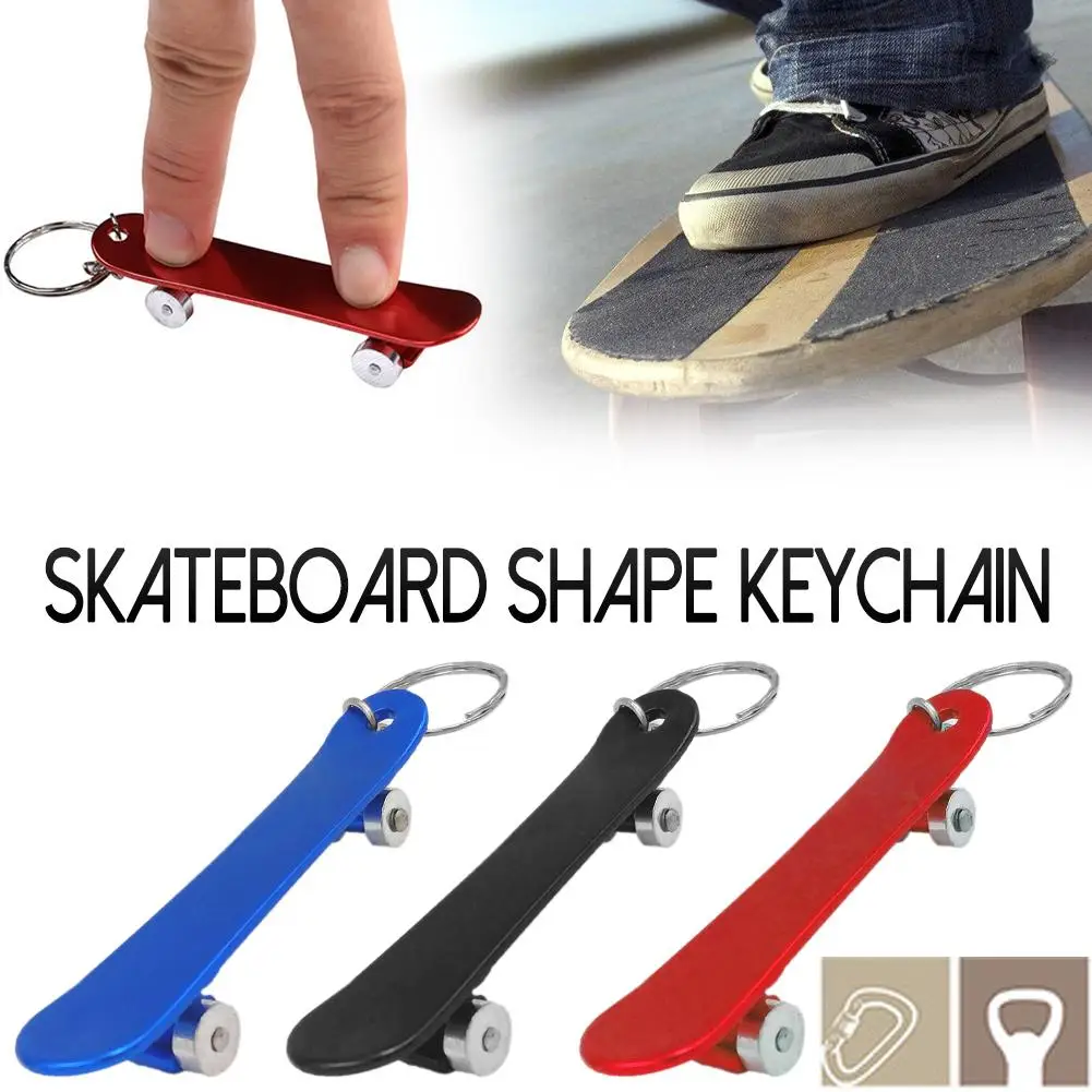 

Skateboard Shape Bottle Opener Car Metal Keychain Fashionable Key Ring Small Pendant Clearance Sale (Red Blue )