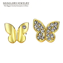 Neoglory, светильник, желтое золото, австрийские модные серьги-гвоздики с бабочкой, подарок для девочки-подростка, вечерние ювелирные изделия, новинка, JS6 But-g