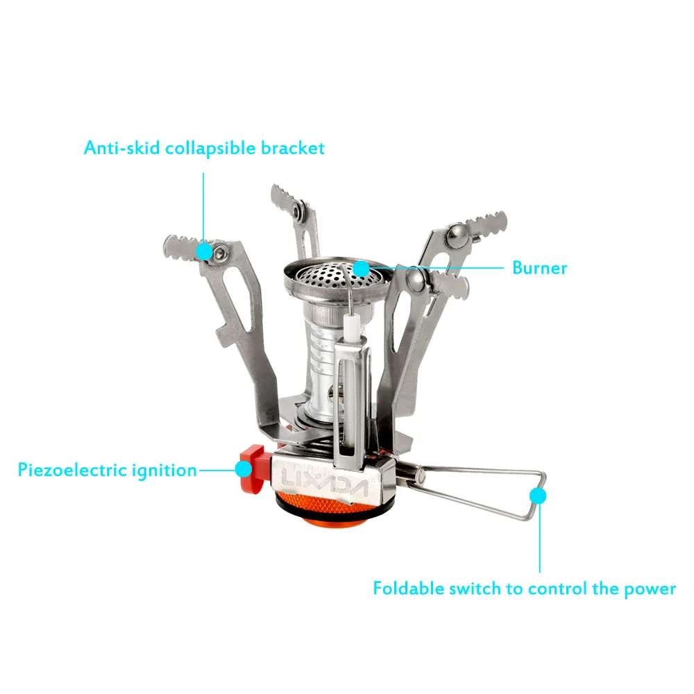 Газовая плита Lixada, супер легкая, мини, карманная, для приготовления пищи на открытом воздухе, складная, для кемпинга, газовая плита, 3000 Вт, уличная плита