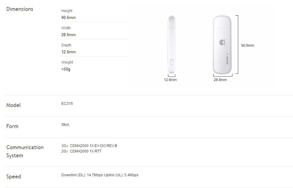 Huawei EC315 cdma2000 1x Rev. A/B 800 мГц мобильного Wi-Fi модем