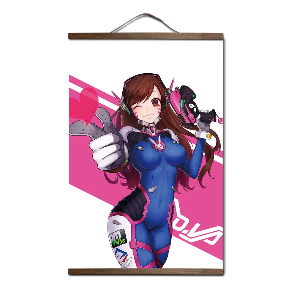 Overwatchs d. va плакат для HD холст декоративные постеры настенная живопись с твердой древесины подвесной прокрутки - Цвет: 14