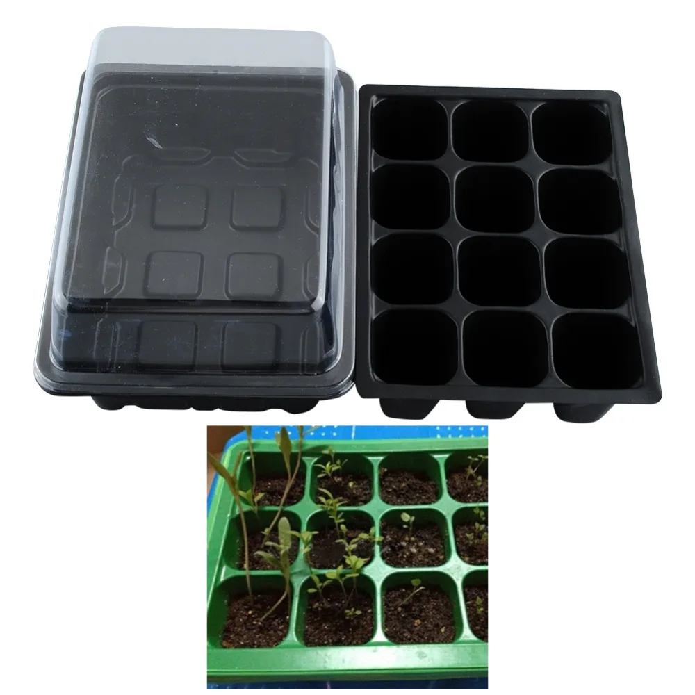 

New Useful Durable 12 Cells Hole Plant Seeds Grow Box Tray Insert Case quality* plastic*Plant Seeds Box Plant