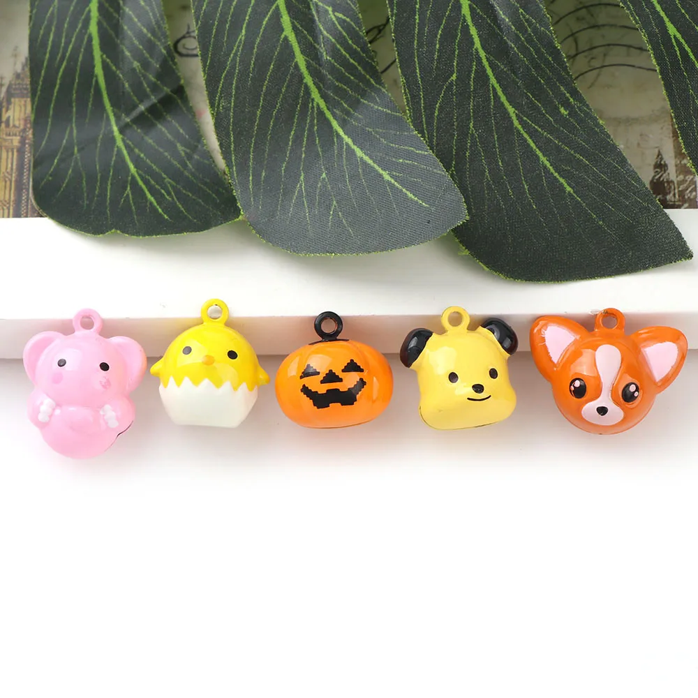 Jingle Bells Beads Jingle Bells Christmas Decorations 2PC Mix Style Fox Elephant Chick Bear Jingle Bells Anmials Loose Beads Festival Party Decoration/Pet Bell/DIY Crafts