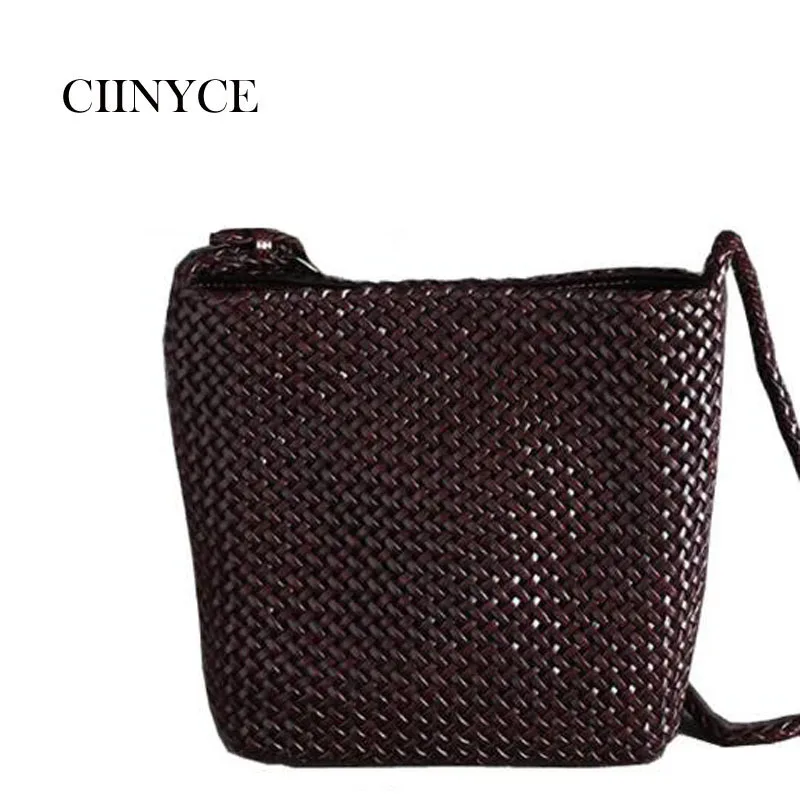 

Spring and summer women Solid Coffe Brown handbags woven-pattern Woman's Genuine cow Leather messenger lady crossbody bag