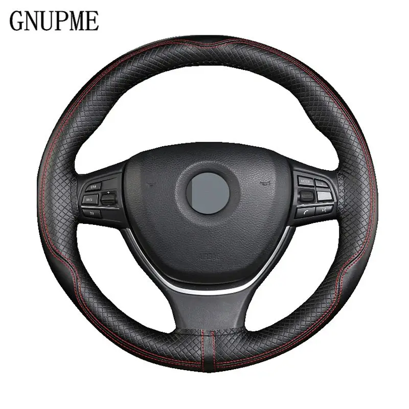 GNUPME Quality Steering Covers 38cm DIY Genuine Leather Car Steering Wheel Cover Handmade Braid Auto Interior Accessories GNUPME Quality Steering Covers 38cm DIY Genuine Leather Car Steering Wheel Cover Handmade Braid Auto Interior Accessories