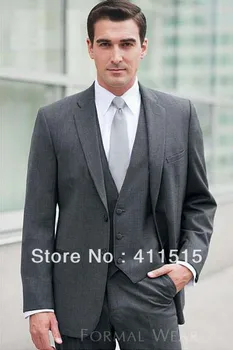 Najtaniej FREE SHIPPING\custom Made Cheap Men Tuxedo Ew Popular Style Dark Grey Notch Wedding Groom Wear Dress Groomsmen Best Man Suits