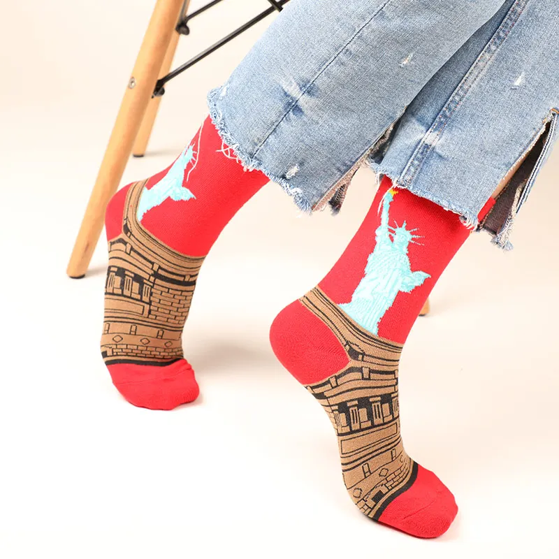 Ван Гог модные художественные носки Харадзюку, хлопковые носки с набивным рисунком для женщин и мужчин, короткие носки, новинка, забавный рисунок, милый рисунок