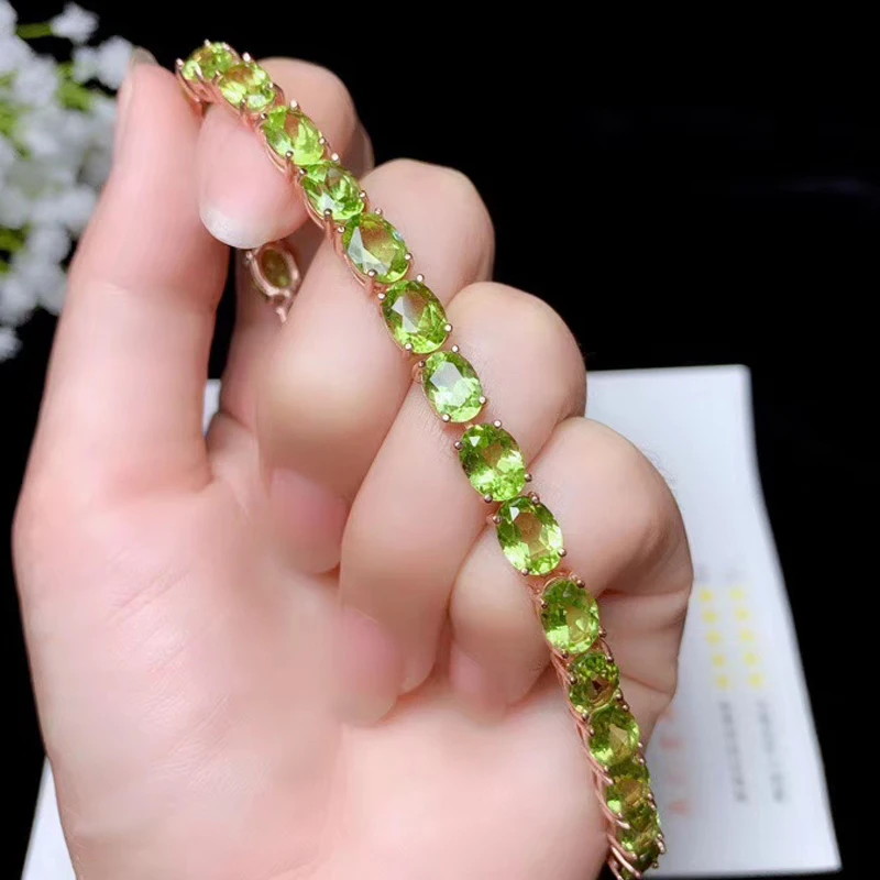 CoLife Jewelry 925 Silver Peridot Bracelet for Wedding 20pcs Natural Peridot Silver Peridot Sterling Silver Peridot Jewelry