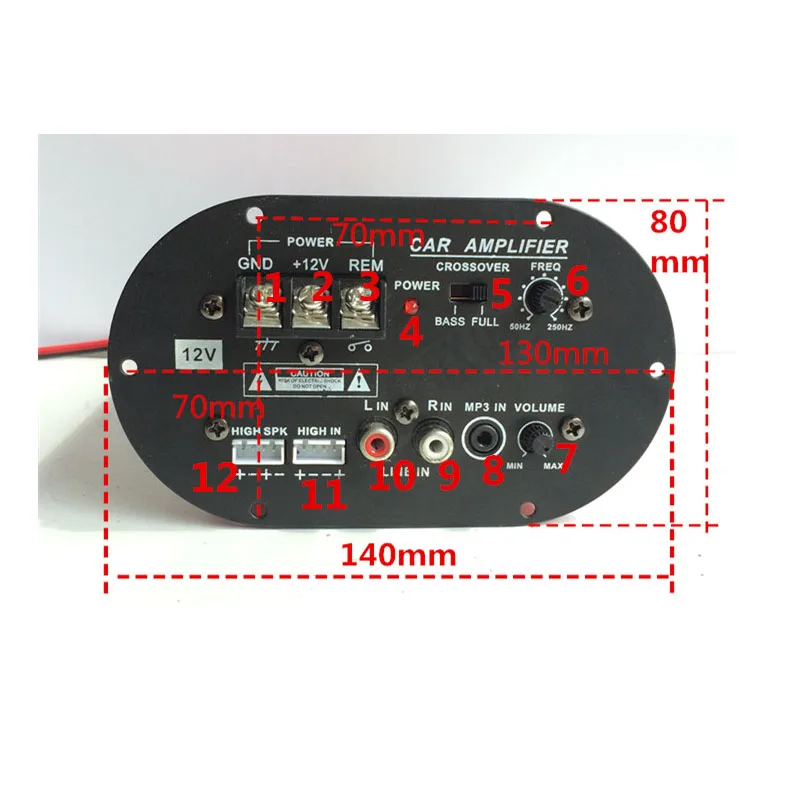 Весь тон/чистый бас 500 Вт усилитель высокой мощности 12 в 8-12 дюймов Автомобильный Динамик-сабвуфер