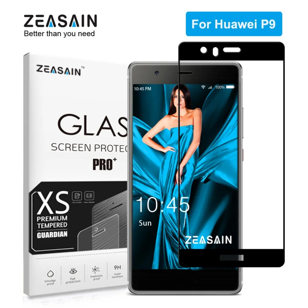 

Original ZEASAIN Full Cover Tempered Glass for Huawei P9 P 9 Screen Protector 2.5D 9H Hardness Safety Protective Glass Film