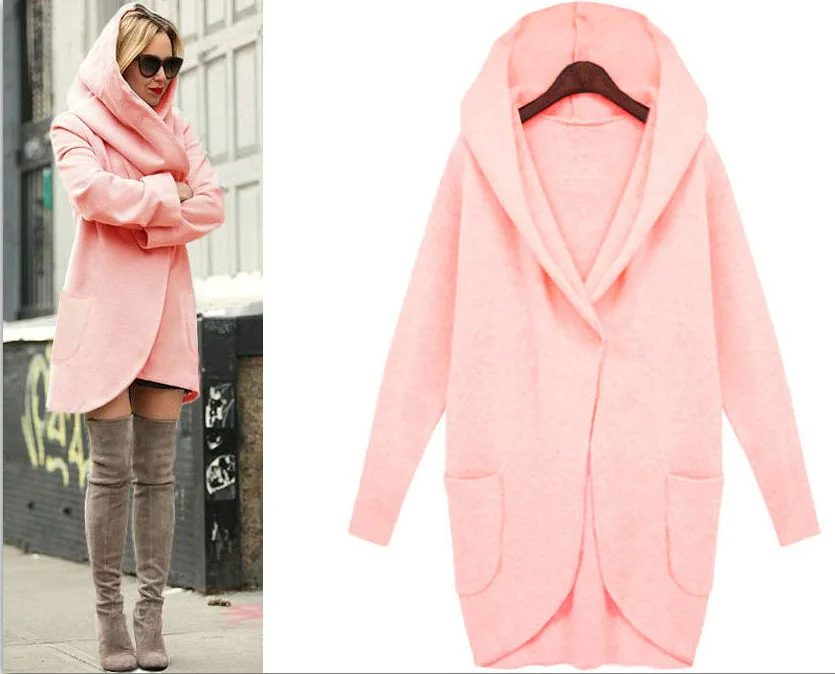 incredible  Fashion women's overcoat autumn and winter long-sleeved pocket loose wool long-sleeved overcoat lar