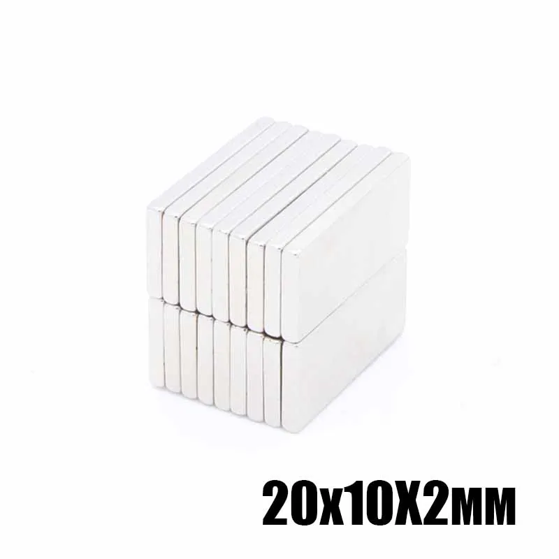 

100pcs 20x10x2 mm Strong Block Cuboid Fridge Magnets Rare Earth Neodymium Bulk Sheet Mini Small Disc Magnetic Materials Home