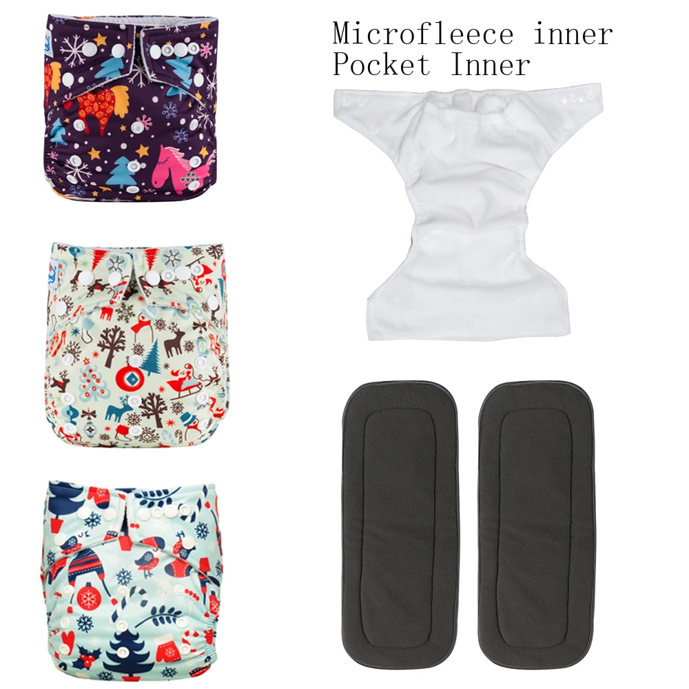 

Waterproof Polyseter Microfleece Diapers 100pcs +100pcs Black Bamboo Charcoal inserts 5- Layers for Reusable Diapers Day Night