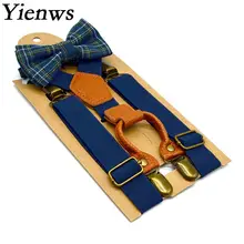 Yienws/детские галстуки-бабочки и подтяжки; цвет розовый, темно-синий; подтяжки для мальчиков; Tirantes Bebe Bretelles Enfant YiA138