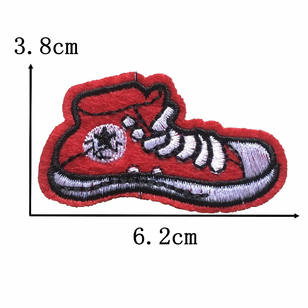 

10pcs/lot Sneaker Gym Shoes Embroidery Patches for Clothes DIY Sewing Accessories Iron on Embroidered Appliques Clothes Stickers