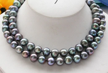 

Hot sale Free Shipping>>>>>32" 12mm Black round freshwater pearl cultured necklace