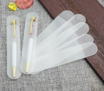 

Plastic rounded matte transparent pencil bag solid color universal pen bag smooth pen gift pen bag can be hung