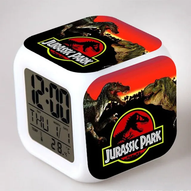 3d Film Jurassic Park Alarm Clocks Color changing Dinosaur