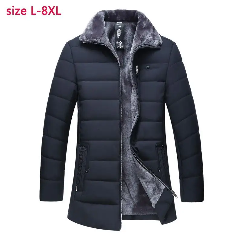 Новое поступление, модная зимняя мужская одежда с бархатной подкладкой, повседневное толстое мужское зимнее пальто высокого качества, большие размеры, LXL-4XL5XL6XL7XL8XL - Цвет: navy blue