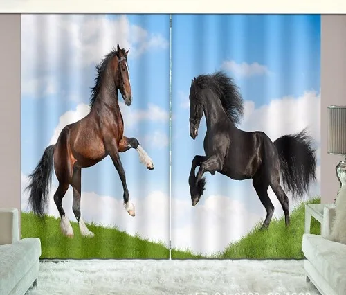 Затемненные шторы для детской комнаты с рисунком лошади, 3D оконная занавеска, роскошные шторы для спальни, cortina Rideaux, Наволочка на заказ - Цвет: B