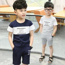 Wholesale / 4 Sets Summer Boys Clothes Sport Set Fashion Casual O-neck Children’s Clothing Sets For Height 90-120cm
