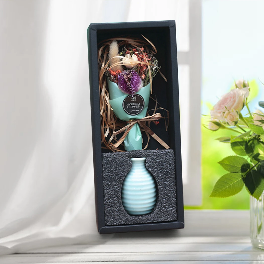 

Mini Bouquet Pastoral Style Crystal Grass Dry Flower Gift White Porcelain Bottle Gift Box For Girl Friend Wife Gift 26.6*11*6cm
