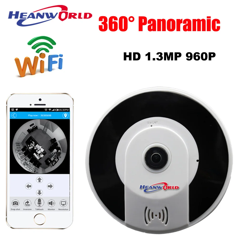 

360 Degree Fisheye Panoramic Camera HD Wireless VR IP camera P2P Indoor WebCam Security WiFi Camera 1.3MP 960P Microphone SD