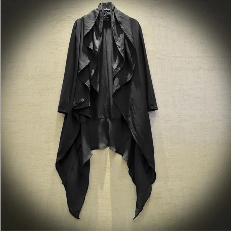 Spring Summer Men Loose Style Hip Hop Punk Long Trench Coat Cloak Men Nightclub Vintage Cape Streetwear Long Jacket Spring Summer Men Loose Style Hip Hop Punk Long Trench Coat Cloak Men Nightclub Vintage Cape Streetwear Long Jacket