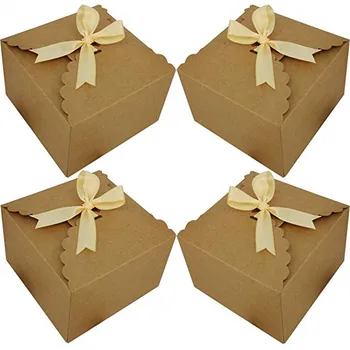 

25 Pcs Kraft Paper Candy Favor Boxes, Decorative Treat Box with a Roll of Brown Ribbon Party Wedding Birthday Favor Gift Boxes