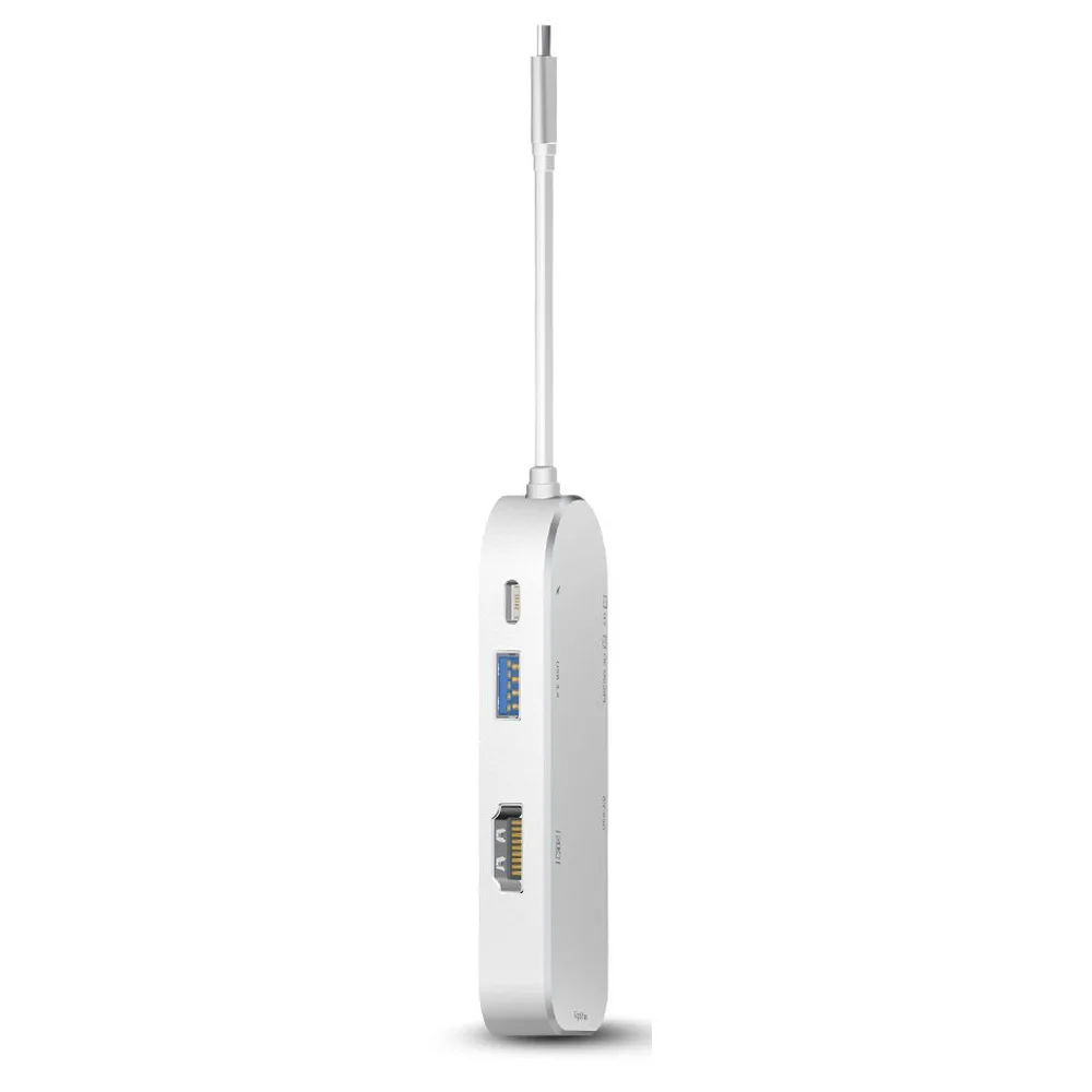 

Type C Hub 7-in-1 USB C Adapter Type C 3.1 Charging Port with 4K HDMI Port, 2 USB 3.0 Ports, SD / TF Card Reader and RJ45 Ethe