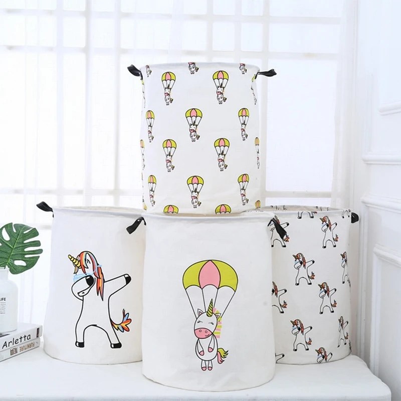 

Laundry Hamper Clothing Basket For Toys Storage Flamingo Barrel Dirty Clothes bucket Pouch Household Organizers Storage Basket