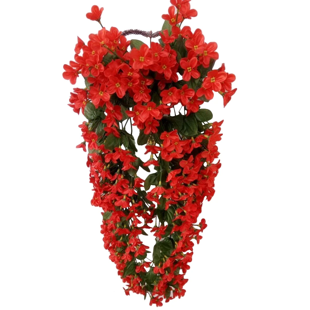 

4petals Artificial Flower Hanging Flowers Violet Simulation Vine Wedding Home Decoration (Red)